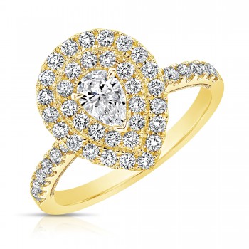 1/3 CT CENTER PEAR SHAPE D-HALO 1 CTW DIAMOND ENGAGEMENT RING DHPS.30-Y