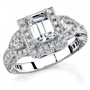 14k White Gold Vintage Halo Diamond Engagement Semi Mount Ring NK11184-W