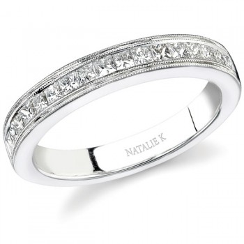 14k White Gold Channel Princess Cut Diamond Band - NK12599WED-W
