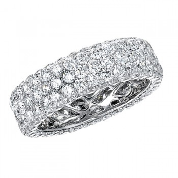14k White Gold Three Row Pave Diamond Eternity Band - NK13381-W