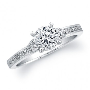 18k White Gold Classic Three Stone Princess Cut Diamond Engagement Ring NK15145ENG-W