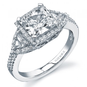 14k White Gold Three Stone Diamond Engagement Ring NK16672-W
