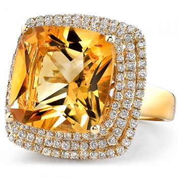 14k Yellow Gold Citrine and Diamond Cocktail Ring NK16716CT-Y    