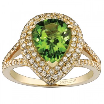 14k Yellow Gold Pear Shaped Peridot Diamond Ring NK17143P-Y