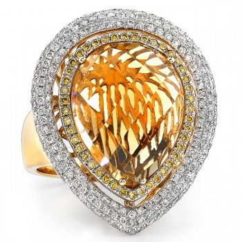 14k Yellow Gold Pear Shaped Citrine and Diamond Cocktail Ring NK17718CT-Y