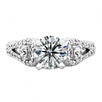 18k White Gold Three Stone Diamond Engagement Semi Mount Ring NK19523-W