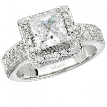 18k White Gold Halo Pave Diamond Semi Mount Engagement Ring NK9166ENG-W